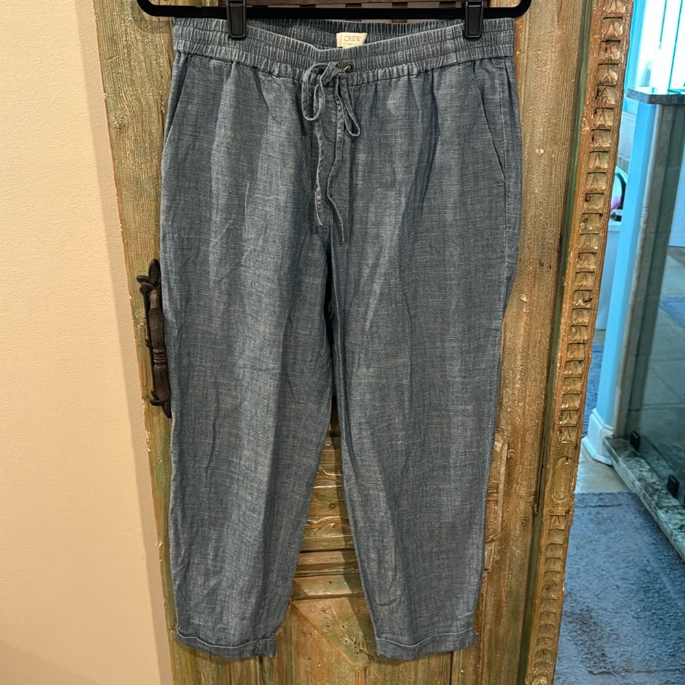 J.crew chambray cropped elastic waist pants